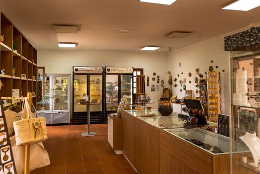 Antigua, Spain – October 4, 2020: Traditional building converted into a Majorero cheese museum, in Antigua in the inner part of Fuerteventura Island.