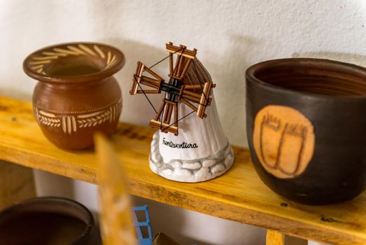 Antigua, Spain – October 4, 2020: Traditional building converted into a Majorero cheese museum, in Antigua in the inner part of Fuerteventura Island.