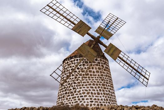 Windmills on the island of Fuerteventura in Spain.
