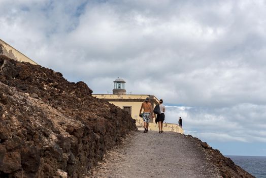 Isla Lobos, Fuerteventura, Spain: 2020 October 3: Lighthouse on Isla Lobos in Fuerteventura in summer 2020.
