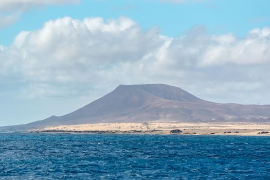 Sunny day in the Lobos Island in Fuerteventura on the Canary Islands in Spain.