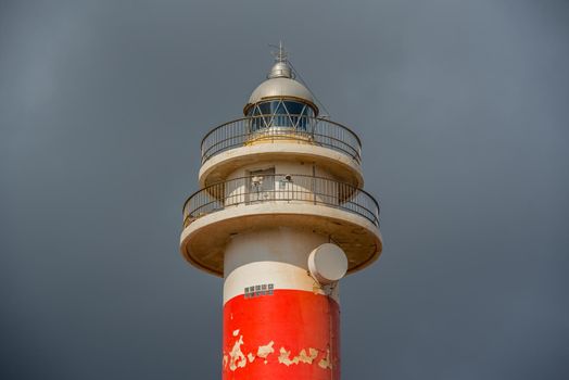 El Cotillo, Fuerteventura, Spain : 2020 October 2 : Sunset Lighthouse Faro el toston, El Cotillo, Fuerteventura, Spain in summer.