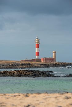 El Cotillo, Fuerteventura, Spain : 2020 October 2 : Sunset Lighthouse Faro el toston, El Cotillo, Fuerteventura, Spain in summer.