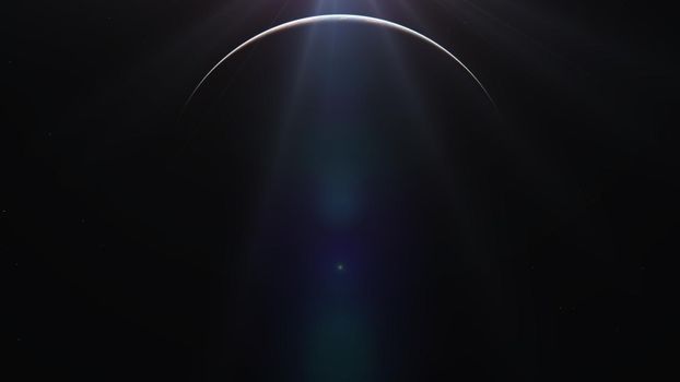 sunrise from planet orbit, 3d render illustration