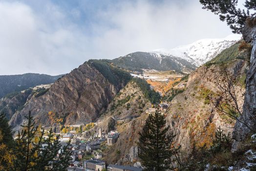 Canillo, Andorra : 2020 29 October : Canillo city in Andorra in the Pyrenees in autumn 2020.
