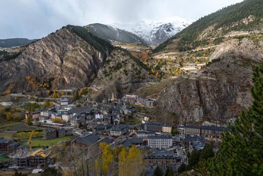 Canillo, Andorra : 2020 29 October : Canillo city in Andorra in the Pyrenees in autumn 2020.