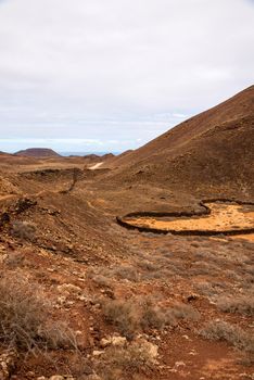 Stone corral on the Fuerteventura GR 131 Nature Trail from Corralejo to Morro Jable in summer 2020.