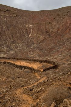 Stone corral on the Fuerteventura GR 131 Nature Trail from Corralejo to Morro Jable in summer 2020.