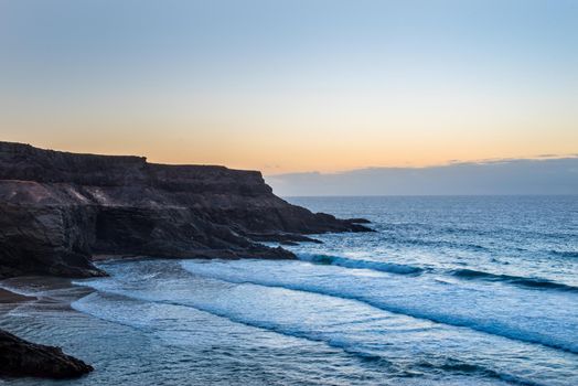 Los Molinos beach in Fuerteventura, Canary Islands in summer 2020.