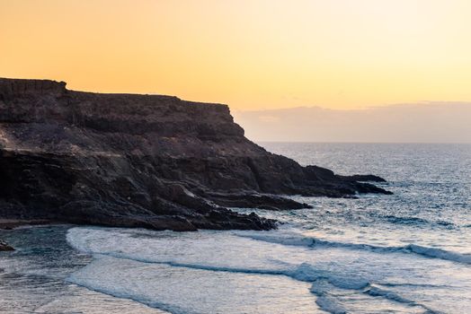 Los Molinos beach in Fuerteventura, Canary Islands in summer 2020.
