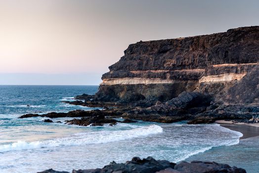 Los Molinos beach in Fuerteventura, Canary Islands in summer 2020.