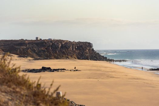 El Cotillo, Fuerteventura, Spain : 2020 October 1 :  People in the Coast in Fuerteventura at El Cotillo in the Canary Islands, Spain in summer 2020.