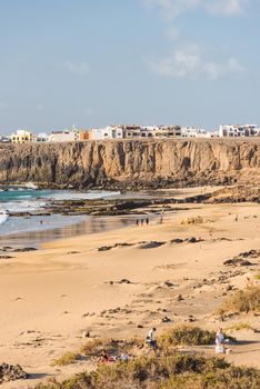 Coast in Fuerteventura at El Cotillo in the Canary Islands, Spain.