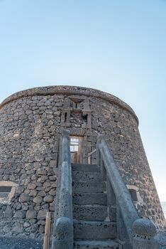El Castillo in the coast in Fuerteventura at El Cotillo in the Canary Islands, Spain in summer 2020.