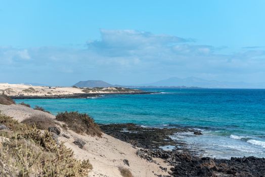 Dunas de Corralejo Natural Park in Fuerteventura, Spain in the fall of 2020.