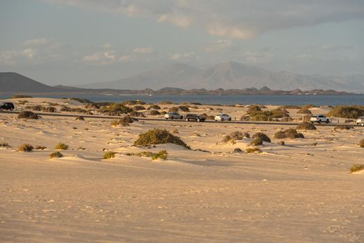 Dunas de Corralejo Natural Park in Fuerteventura, Spain in the fall of 2020.