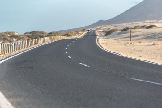 Dunas de Corralejo Natural Park in Fuerteventura, Spain in the fall of 2020.