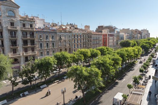 Tarragona, Spain: 2020 September 27: Sunny day in Rambla Nueva street of Tarragona in Spain, in the summer of 2020.