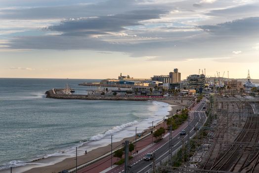 Tarragona, Spain: 2020 September 27: Views of the port of the city of Tarragona in summer in Spain.