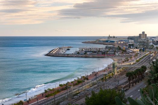 Tarragona, Spain: 2020 September 27: Views of the port of the city of Tarragona in summer in Spain.