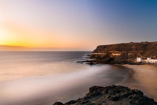 Los Molinos beach in Fuerteventura, Canary Islands in summer 2020.