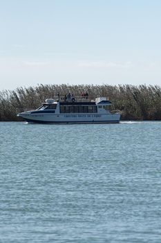 Ebro Delta, Spain: 2020 September: Boat Tour on the Ebro River in summer in the port.
