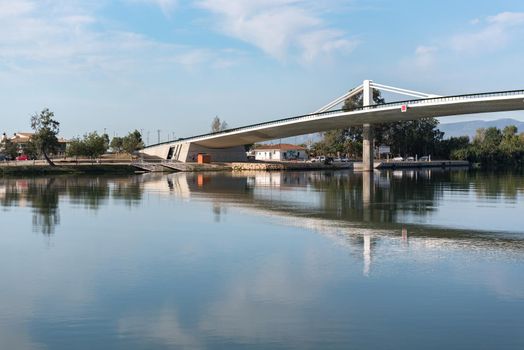 Sant Jaume d Enveja new bridge Lo Passador over Ebro river Ebro Delta, Tarragona, Catalonia, Spain.