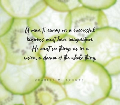 Quote,inspirational text. A man to carry on a successful business must have imagination. He must see things as in a vision, a dream of the whole thing..