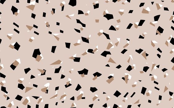Geometric beige terrazzo seamless pattern. Abstract colourful modern background. Stone fashion design for web and print. Venetian tile, flooring home decor. Chaotic pastel texture.