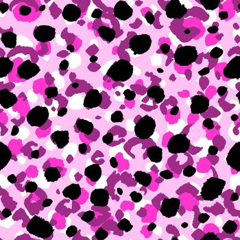 Abstract modern leopard seamless pattern. Animals trendy background. Pink and black decorative vector stock illustration for print, card, postcard, fabric, textile. Modern ornament of stylized skin.