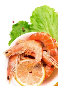 delicious fresh cooked shrimp prepared to eat close up