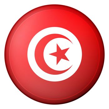 Glass light ball with flag of Tunisia. Round sphere, template icon. Tunisian national symbol. Glossy realistic ball, 3D abstract vector illustration highlighted on a white background. Big bubble.