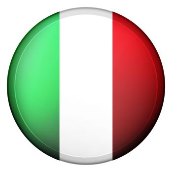 Glass light ball with flag of Italy. Round sphere, template icon. Italian national symbol. Glossy realistic ball, 3D abstract vector illustration highlighted on a white background. Big bubble