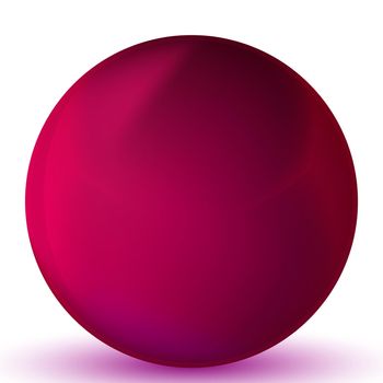 Glass purple ball or precious pearl. Glossy realistic ball, 3D abstract vector illustration highlighted on a white background. Big metal bubble with shadow