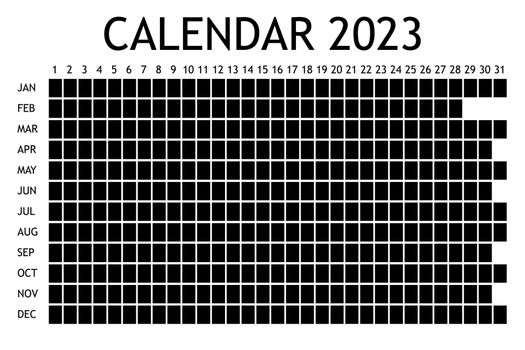 2023 calendar planner. Сorporate design week. Isolated on white background. Place for stickers. Simple design for business brochure, flyer, print media, advertisement. A4 size
