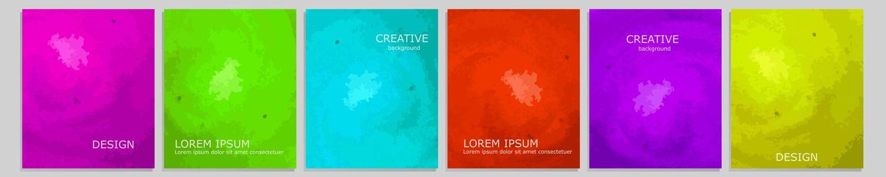 Set of vector cover notebook design. Abstract colorful minimal watercolor smear template design for notebook paper, copybook brochures, book, magazine. Planner and diary cover for print.