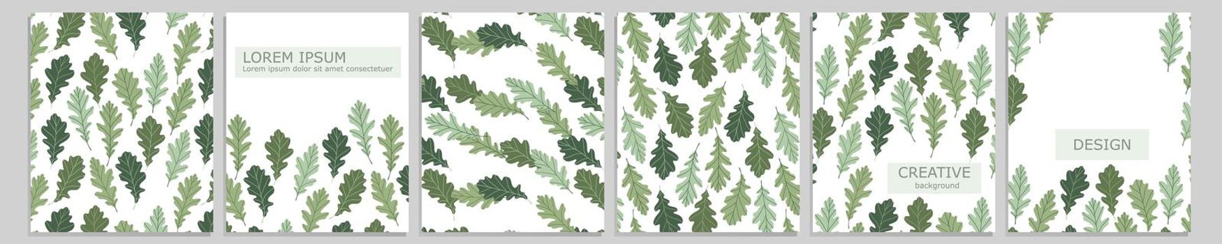 Set of vector cover notebook design. Abstract floral template design with green leaves on white background for notebook paper, copybook brochures, book, magazine. Planner and diary cover for print.