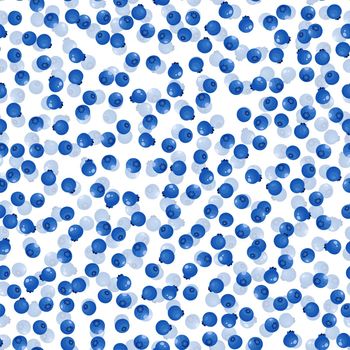 Seamless pattern with blueberry on white background. Natural fresh ripe tasty blueberries. Vector illustration for background, packaging, textile, fabric and various other designs