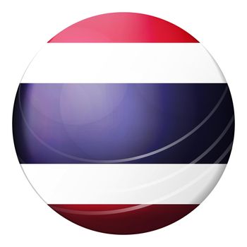 Glass light ball with flag of Thailand. Round sphere, template icon. National symbol. Glossy realistic ball, 3D abstract vector illustration highlighted on a white background. Big bubble.