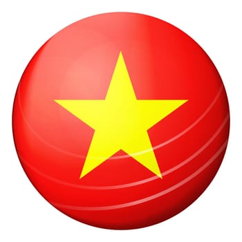 Glass light ball with flag of Vietnam. Round sphere, template icon. Vietnamese national symbol. Glossy realistic ball, 3D abstract vector illustration highlighted on a white background. Big bubble