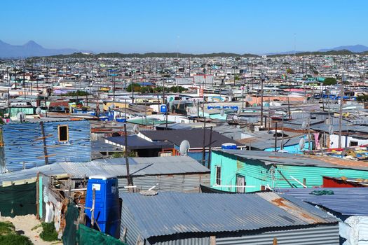 Khayelitsha township, South Africa - 29 August 2018 : Bckyard in a township in South Africa