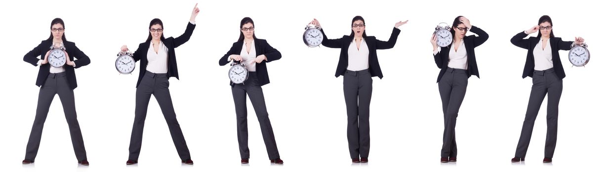 Businesswoman with clock in time management concept