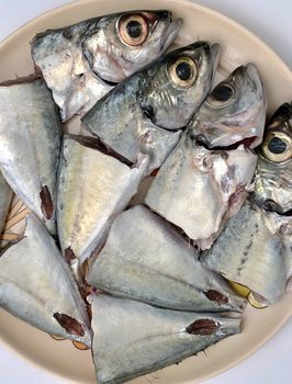 Fresh lady raw fish kept for sale in the market