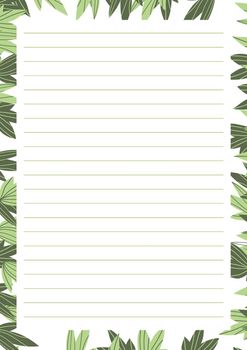 Grid paper. Abstract striped background with color horizontal lines. Printing paper note on floral background. Optimal A4 size. Geometric pattern for school, copybooks, notebooks, diary, notes, books