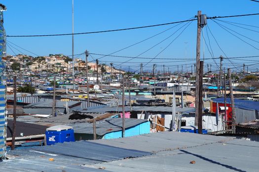 Khayelitsha township, South Africa - 29 August 2018 : BAckyard in a township in South Africa