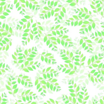 Spring seamless pattern with green sprigs. Vector stock illustration for fabric, textile, wallpaper, posters, paper. Fashion print. Branch with leaves. Doodle style
