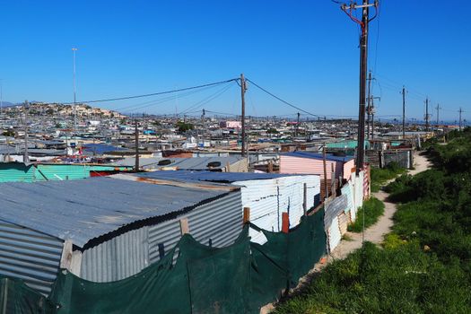 Khayelitsha township, South Africa - 29 August 2018 : BAckyard in a township in South Africa