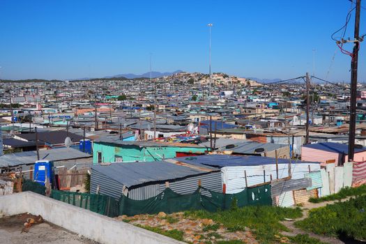 Khayelitsha township, South Africa - 29 August 2018 : BAckyard in a township in South Africa