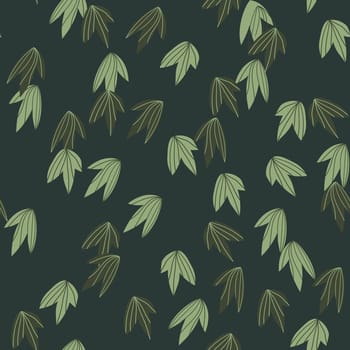 Floral seamless pattern with colorful exotic leaves on dark background. Tropic green branches. Fashion vector stock illustration for wallpaper, posters, card, fabric, textile