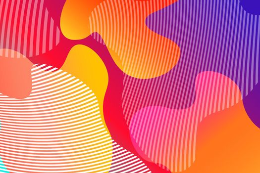 Abstract background with colorful fluid shapes, gradient waves, geometric lines, dynamical forms. Design for poster, banner, card. Abstract liquid illustration. 3D paper images with a subtle blend